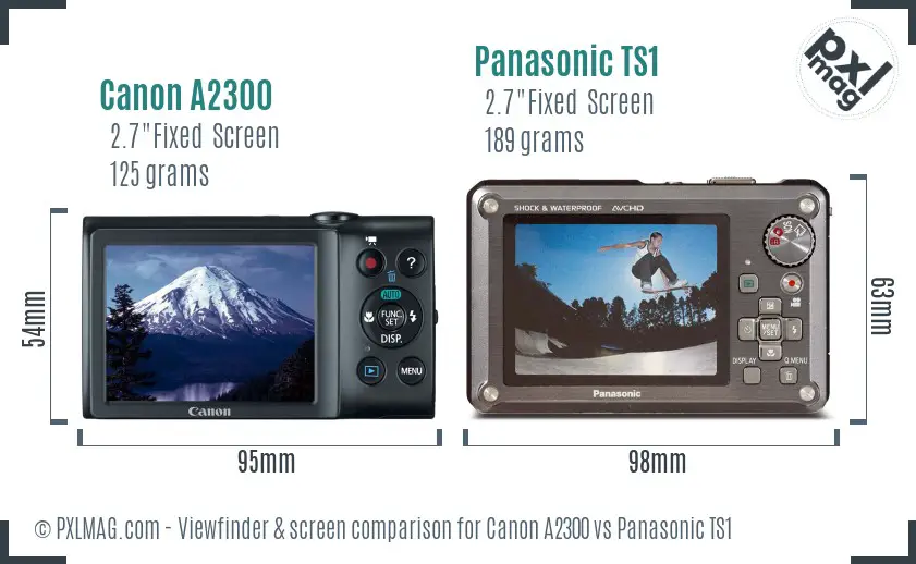 Canon A2300 vs Panasonic TS1 Screen and Viewfinder comparison