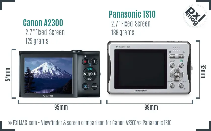 Canon A2300 vs Panasonic TS10 Screen and Viewfinder comparison