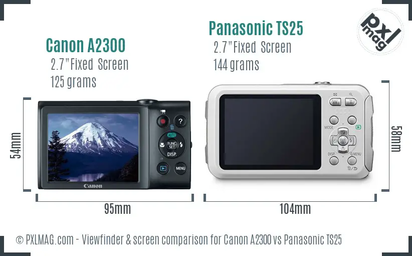 Canon A2300 vs Panasonic TS25 Screen and Viewfinder comparison