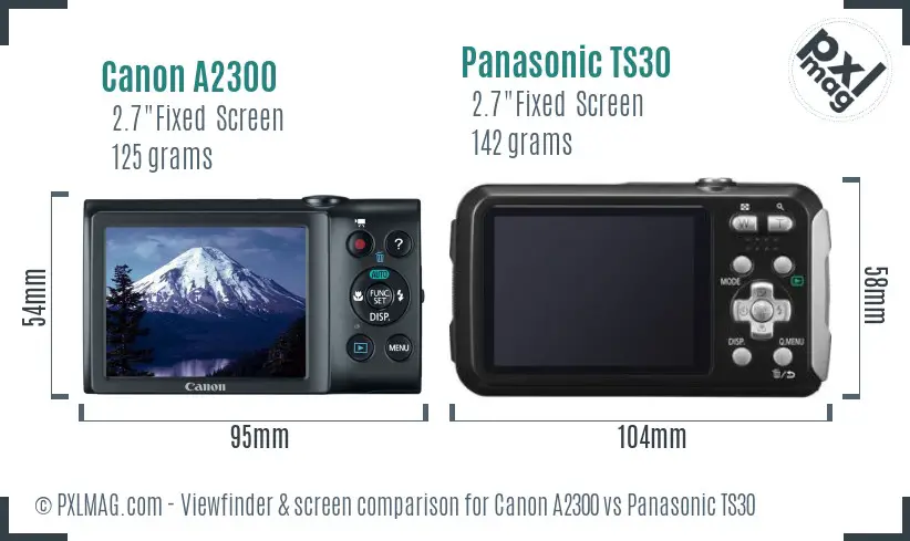 Canon A2300 vs Panasonic TS30 Screen and Viewfinder comparison