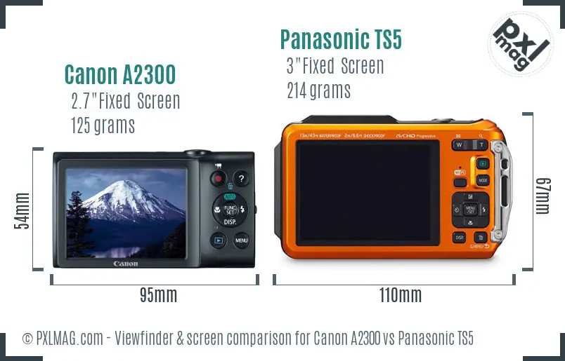 Canon A2300 vs Panasonic TS5 Screen and Viewfinder comparison