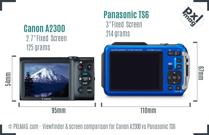 Canon A2300 vs Panasonic TS6 Screen and Viewfinder comparison