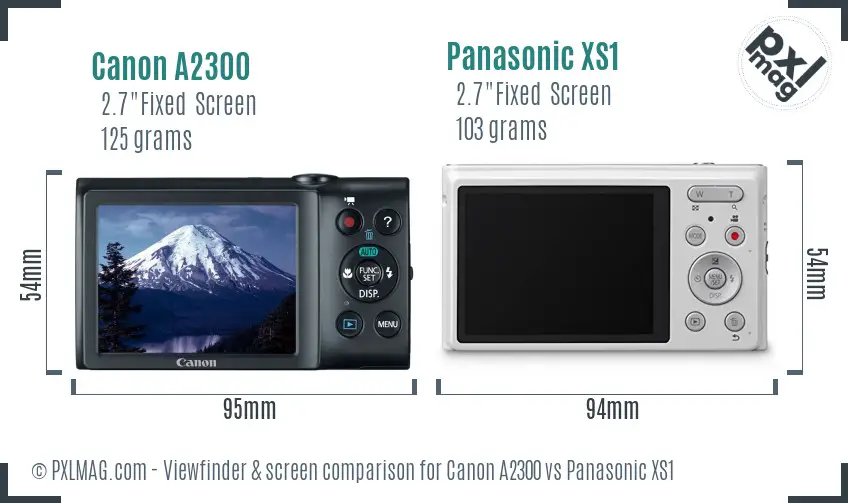 Canon A2300 vs Panasonic XS1 Screen and Viewfinder comparison