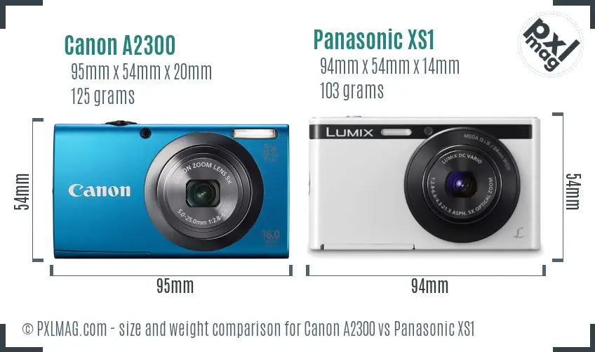 Canon A2300 vs Panasonic XS1 size comparison