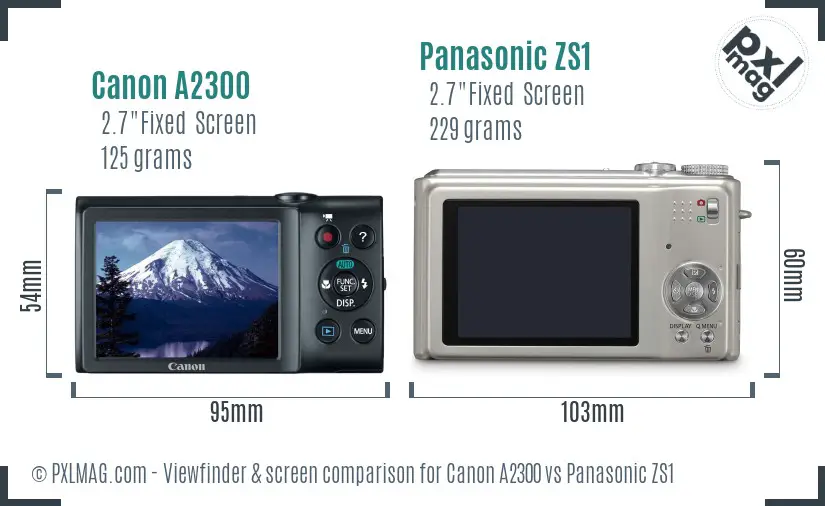 Canon A2300 vs Panasonic ZS1 Screen and Viewfinder comparison Canon A2300 vs Panasonic ZS1 Screen and Viewfinder comparison