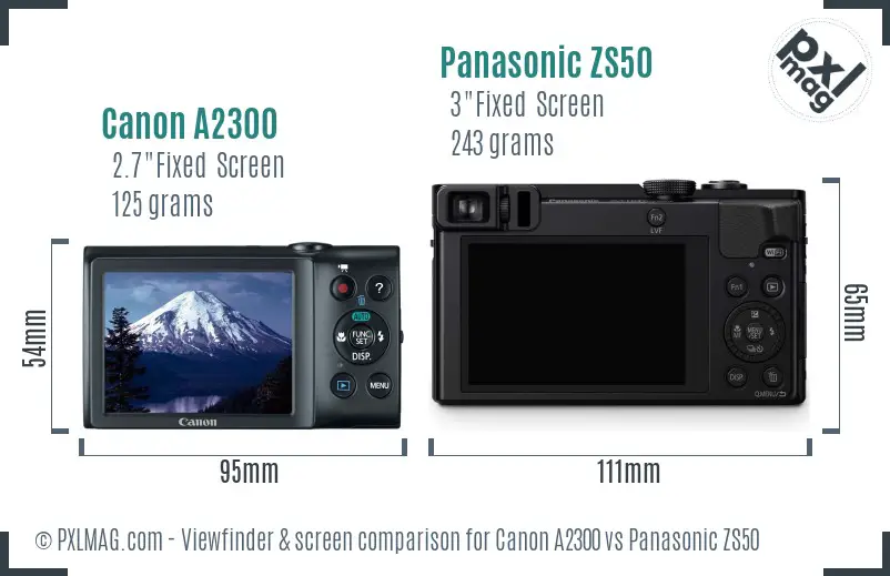 Canon A2300 vs Panasonic ZS50 Screen and Viewfinder comparison