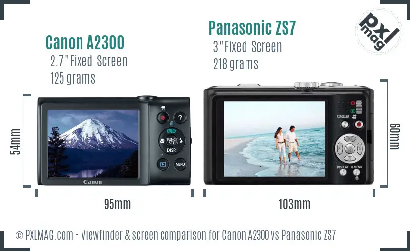 Canon A2300 vs Panasonic ZS7 Screen and Viewfinder comparison Canon A2300 vs Panasonic ZS7 Screen and Viewfinder comparison
