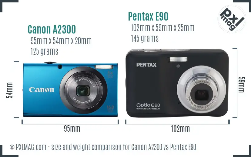 Canon A2300 vs Pentax E90 size comparison Canon A2300 vs Pentax E90 size comparison