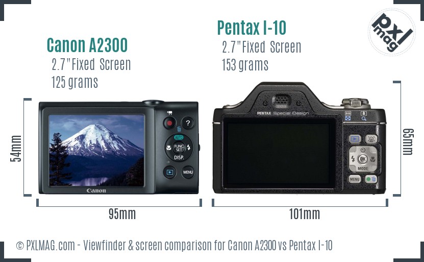 Canon A2300 vs Pentax I-10 Screen and Viewfinder comparison