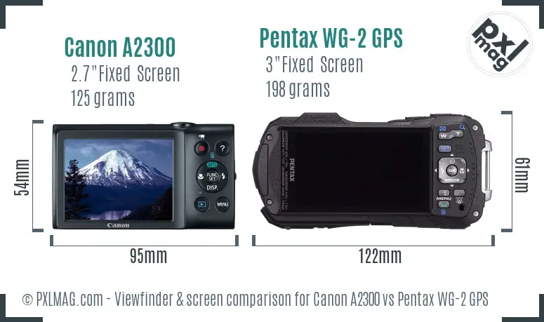 Canon A2300 vs Pentax WG-2 GPS Screen and Viewfinder comparison