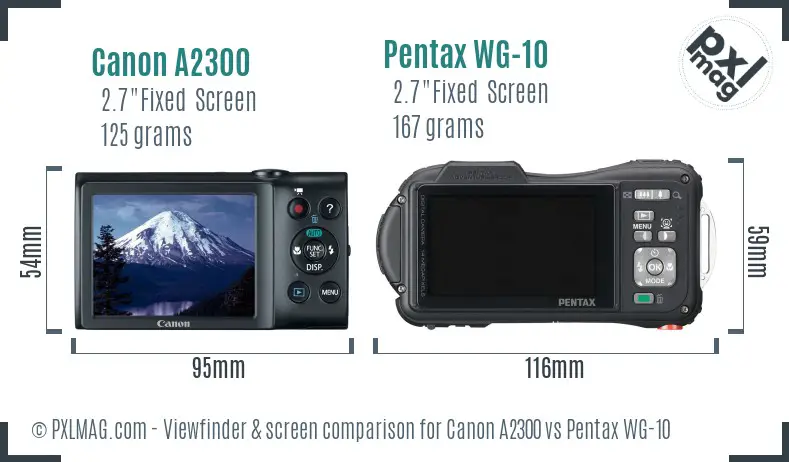 Canon A2300 vs Pentax WG-10 Screen and Viewfinder comparison Canon A2300 vs Pentax WG-10 Screen and Viewfinder comparison