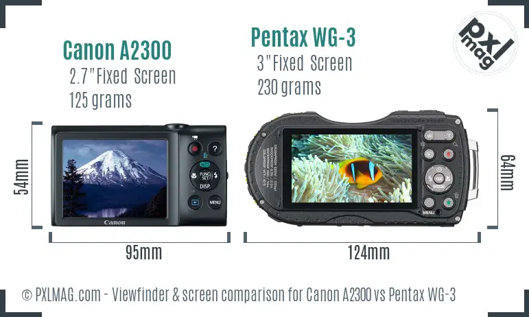 Canon A2300 vs Pentax WG-3 Screen and Viewfinder comparison Canon A2300 vs Pentax WG-3 Screen and Viewfinder comparison