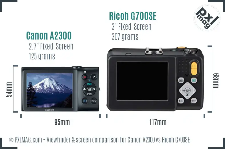Canon A2300 vs Ricoh G700SE Screen and Viewfinder comparison