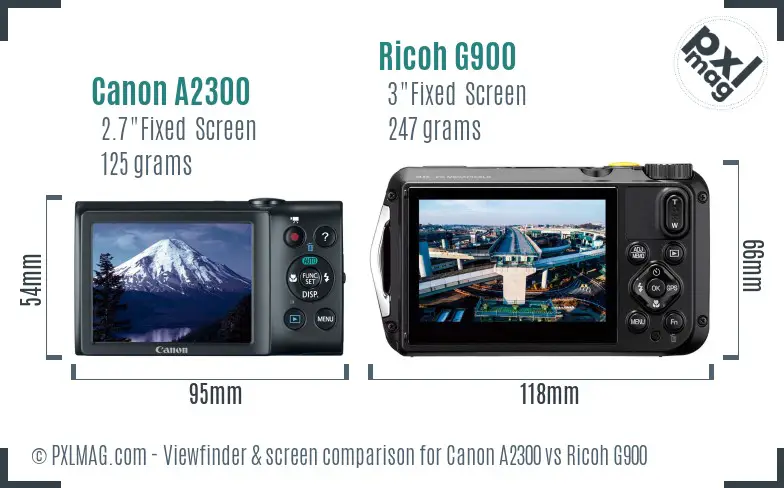 Canon A2300 vs Ricoh G900 Screen and Viewfinder comparison Canon A2300 vs Ricoh G900 Screen and Viewfinder comparison