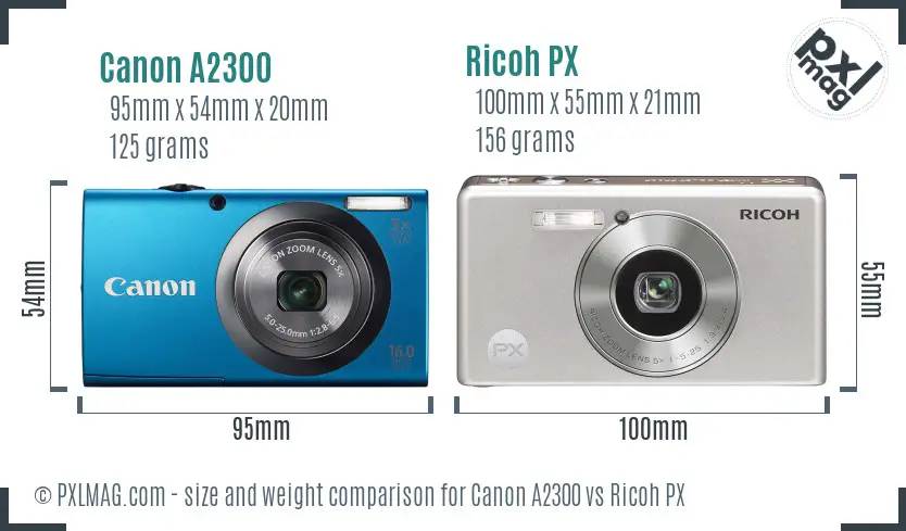 Canon A2300 vs Ricoh PX size comparison Canon A2300 vs Ricoh PX size comparison