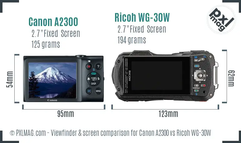 Canon A2300 vs Ricoh WG-30W Screen and Viewfinder comparison Canon A2300 vs Ricoh WG-30W Screen and Viewfinder comparison