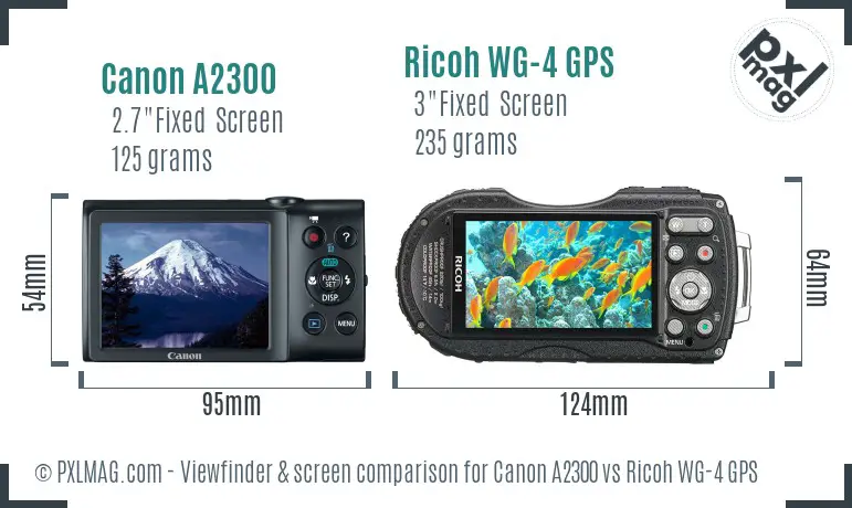 Canon A2300 vs Ricoh WG-4 GPS Screen and Viewfinder comparison