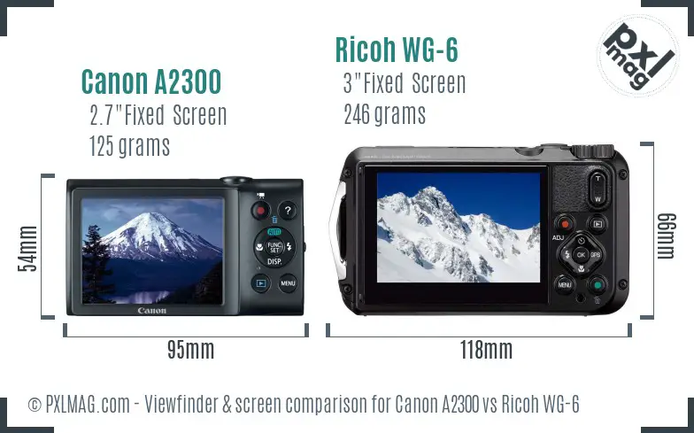 Canon A2300 vs Ricoh WG-6 Screen and Viewfinder comparison