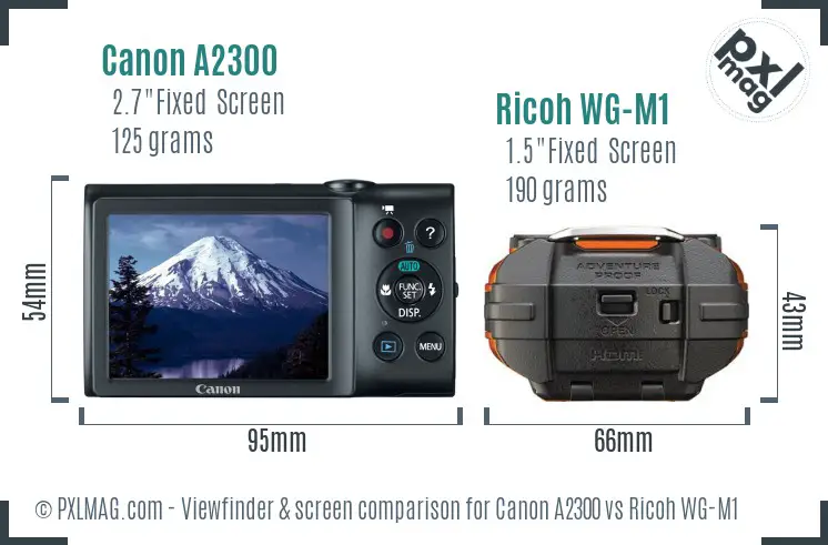 Canon A2300 vs Ricoh WG-M1 Screen and Viewfinder comparison Canon A2300 vs Ricoh WG-M1 Screen and Viewfinder comparison