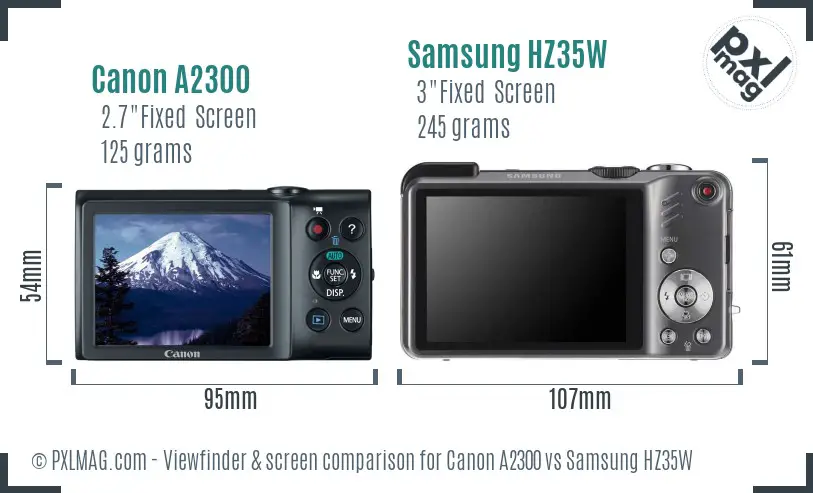 Canon A2300 vs Samsung HZ35W Screen and Viewfinder comparison