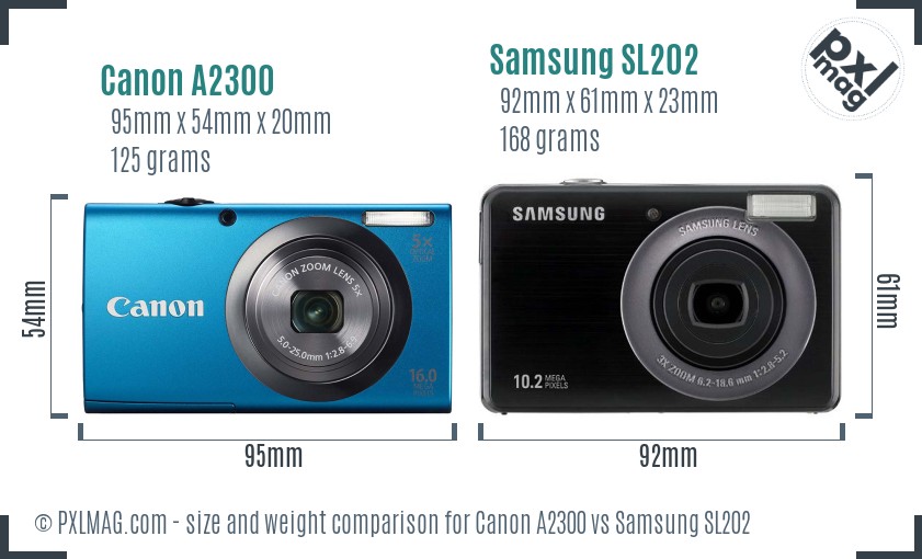 Canon A2300 vs Samsung SL202 size comparison Canon A2300 vs Samsung SL202 size comparison