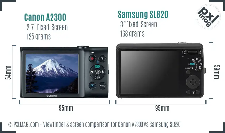 Canon A2300 vs Samsung SL820 Screen and Viewfinder comparison Canon A2300 vs Samsung SL820 Screen and Viewfinder comparison