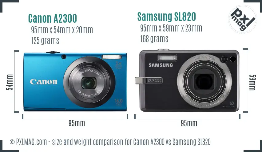 Canon A2300 vs Samsung SL820 size comparison Canon A2300 vs Samsung SL820 size comparison