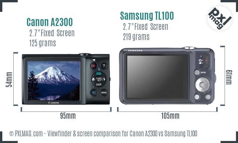 Canon A2300 vs Samsung TL100 Screen and Viewfinder comparison