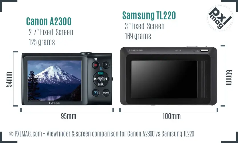 Canon A2300 vs Samsung TL220 Screen and Viewfinder comparison