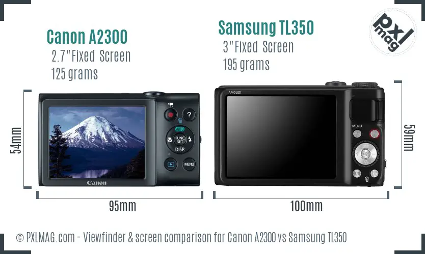 Canon A2300 vs Samsung TL350 Screen and Viewfinder comparison