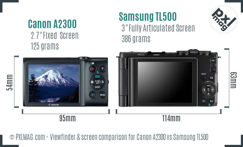 Canon A2300 vs Samsung TL500 Screen and Viewfinder comparison Canon A2300 vs Samsung TL500 Screen and Viewfinder comparison