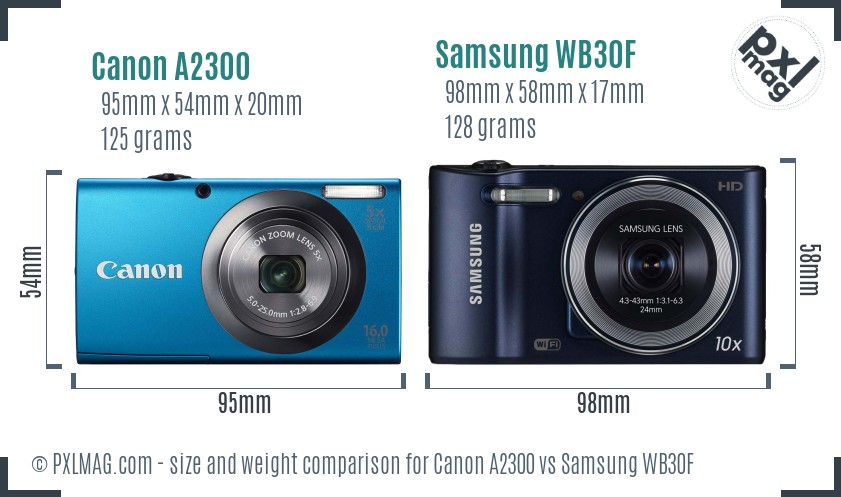 Canon A2300 vs Samsung WB30F size comparison Canon A2300 vs Samsung WB30F size comparison