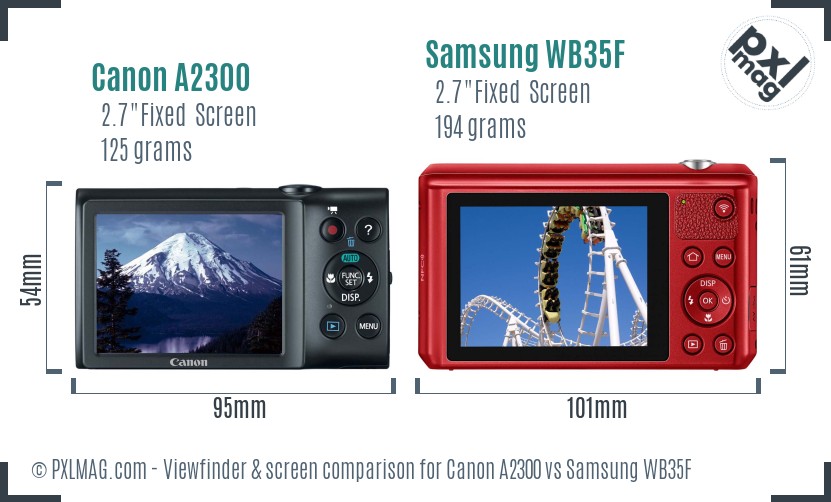 Canon A2300 vs Samsung WB35F Screen and Viewfinder comparison