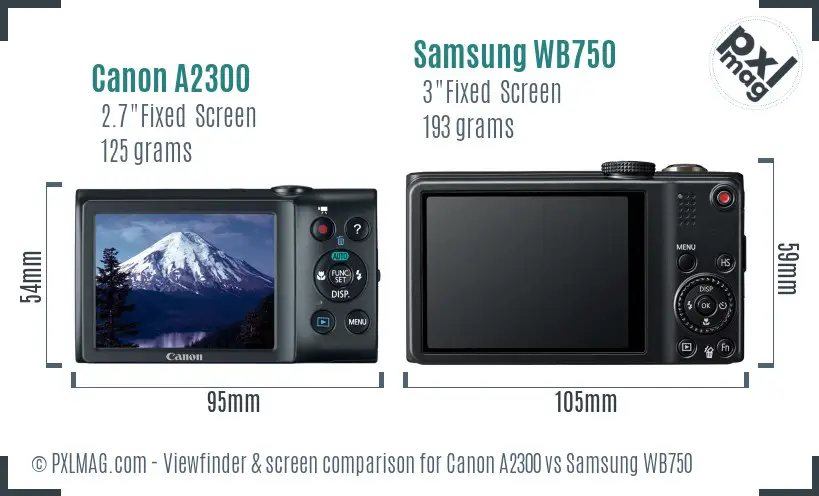 Canon A2300 vs Samsung WB750 Screen and Viewfinder comparison Canon A2300 vs Samsung WB750 Screen and Viewfinder comparison