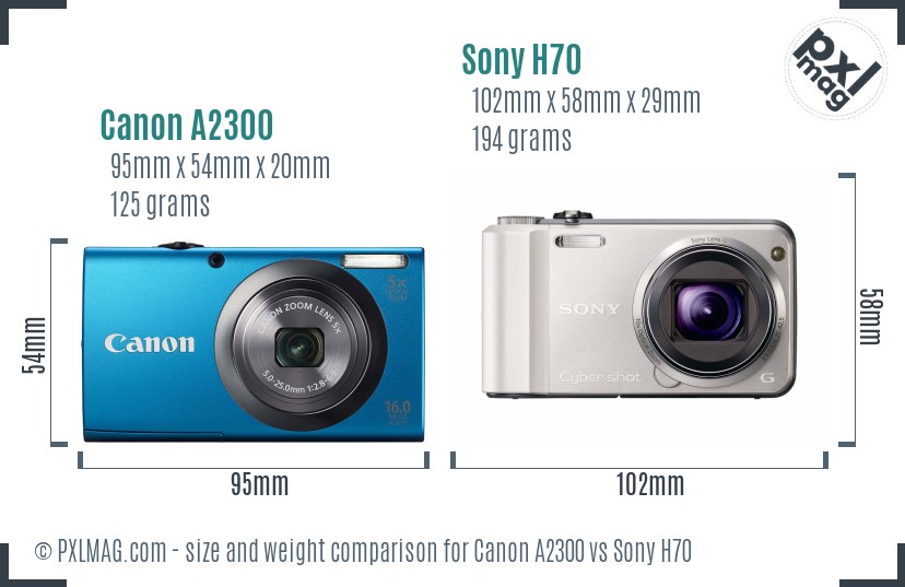 Canon A2300 vs Sony H70 size comparison Canon A2300 vs Sony H70 size comparison