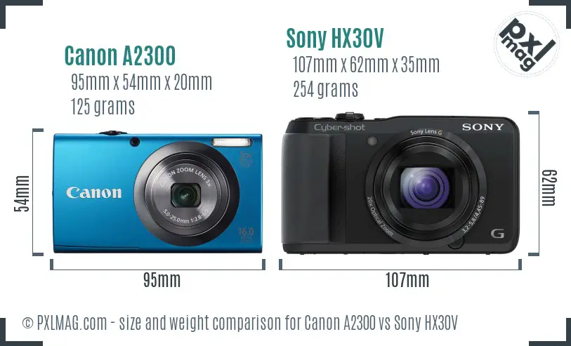 Canon A2300 vs Sony HX30V size comparison Canon A2300 vs Sony HX30V size comparison