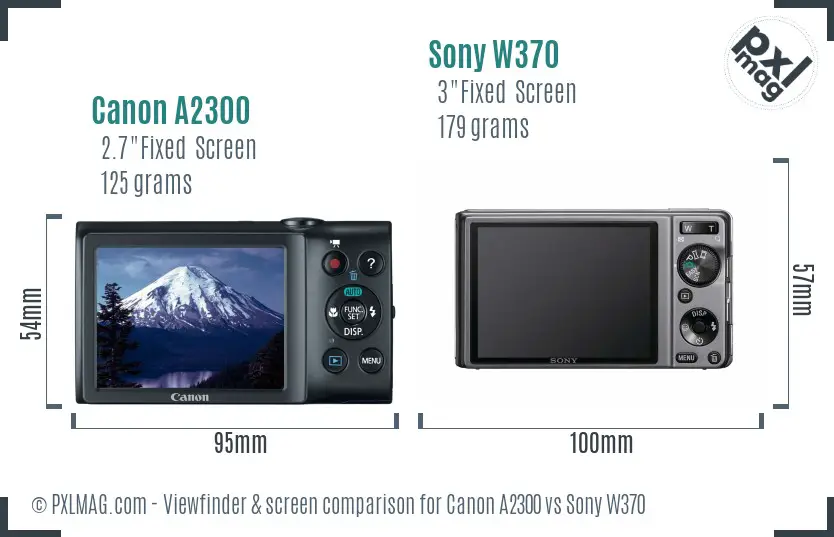 Canon A2300 vs Sony W370 Screen and Viewfinder comparison