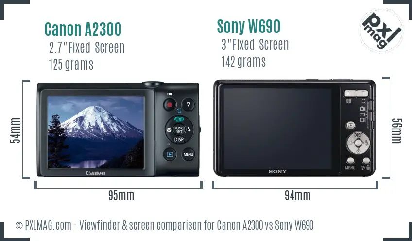 Canon A2300 vs Sony W690 Screen and Viewfinder comparison Canon A2300 vs Sony W690 Screen and Viewfinder comparison