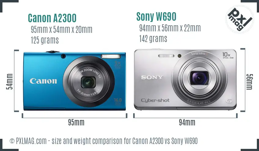 Canon A2300 vs Sony W690 size comparison Canon A2300 vs Sony W690 size comparison