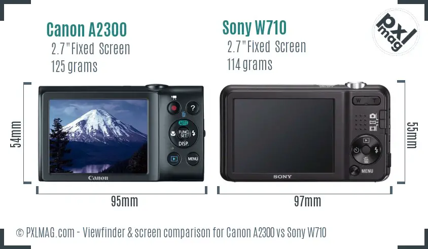 Canon A2300 vs Sony W710 Screen and Viewfinder comparison