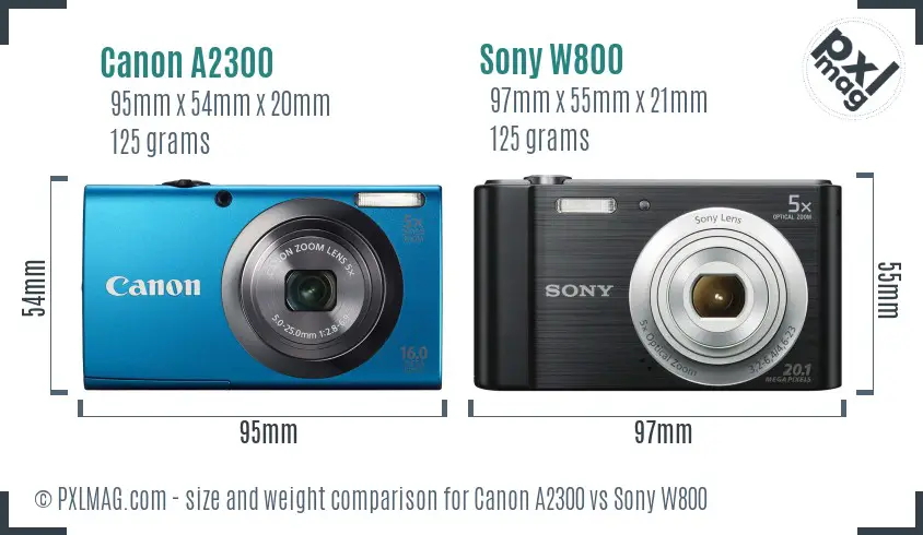 Canon A2300 vs Sony W800 size comparison Canon A2300 vs Sony W800 size comparison