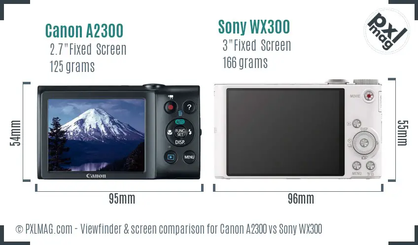 Canon A2300 vs Sony WX300 Screen and Viewfinder comparison Canon A2300 vs Sony WX300 Screen and Viewfinder comparison