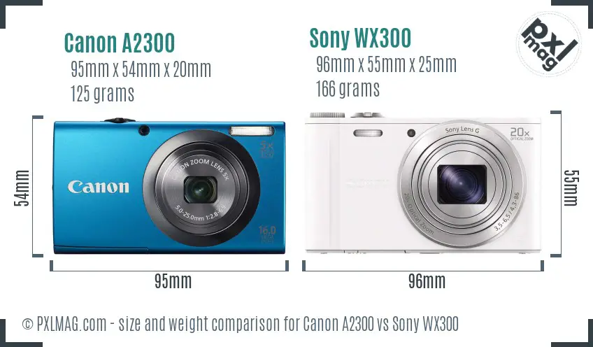 Canon A2300 vs Sony WX300 size comparison Canon A2300 vs Sony WX300 size comparison