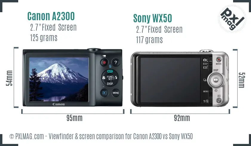 Canon A2300 vs Sony WX50 Screen and Viewfinder comparison Canon A2300 vs Sony WX50 Screen and Viewfinder comparison
