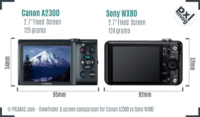 Canon A2300 vs Sony WX80 Screen and Viewfinder comparison