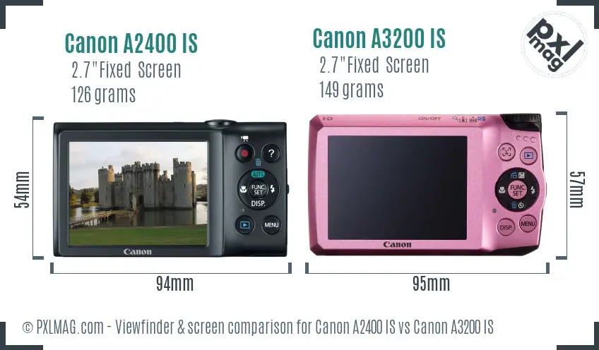 Canon A2400 IS vs Canon A3200 IS Screen and Viewfinder comparison