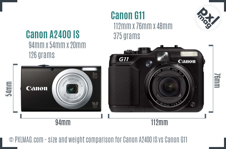 Canon A2400 IS vs Canon G11 size comparison Canon A2400 IS vs Canon G11 size comparison