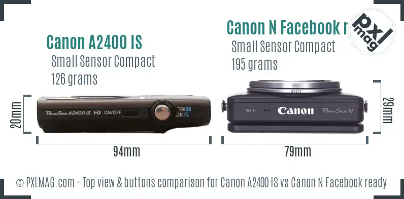 Canon A2400 IS vs Canon N Facebook ready top view buttons comparison Canon A2400 IS vs Canon N Facebook ready top view buttons comparison