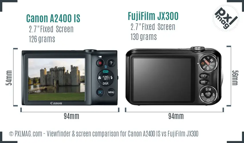 Canon A2400 IS vs FujiFilm JX300 Screen and Viewfinder comparison Canon A2400 IS vs FujiFilm JX300 Screen and Viewfinder comparison