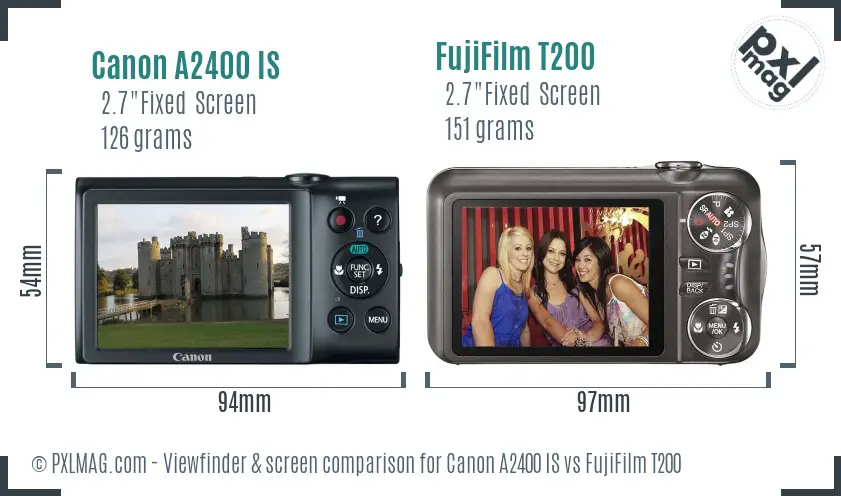 Canon A2400 IS vs FujiFilm T200 Screen and Viewfinder comparison Canon A2400 IS vs FujiFilm T200 Screen and Viewfinder comparison